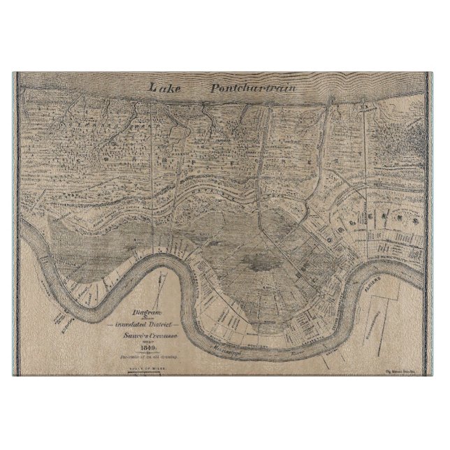 Old New Orleans Map Schneidebrett (Vorderseite)