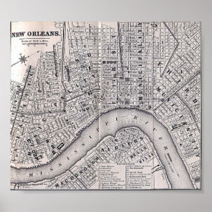 Old New Orleans Tour Karte 1869 Poster