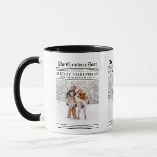 Old Newspaper Style Christmas Grußkarte Tasse