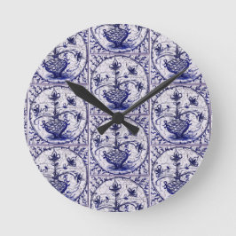 Old North German tile,vintage ceramic tile Runde Wanduhr