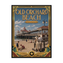 Old Orchard Beach Maine Vintage Art Deco Golden