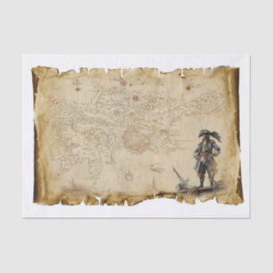 Old Pirate Map Pirate the Caribbean Decoupage Seidenpapier