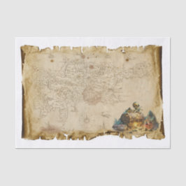 Old Pirate Map Schatzkammer Brustkorb Knochen Deco Seidenpapier
