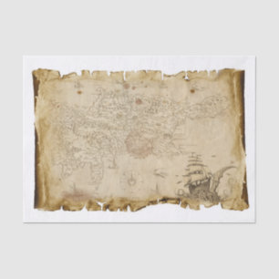 Old Pirate Map Schiff in Storm Decoupage Seidenpapier