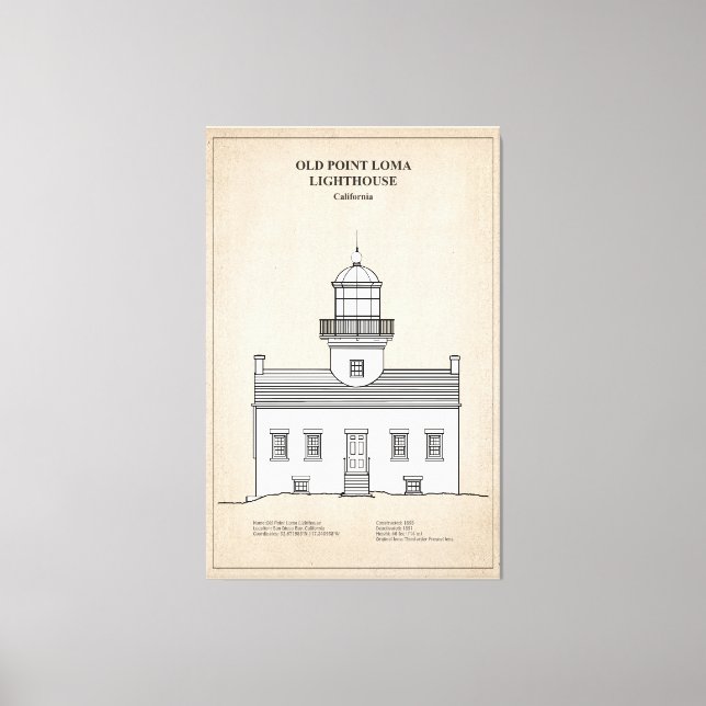 Old Point Loma Lighthouse - Kalifornien - SBD Leinwanddruck (Vorderseite)