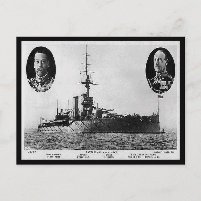 Old Postcard - Battleship HMS Ajax Postkarte (Vorderseite)