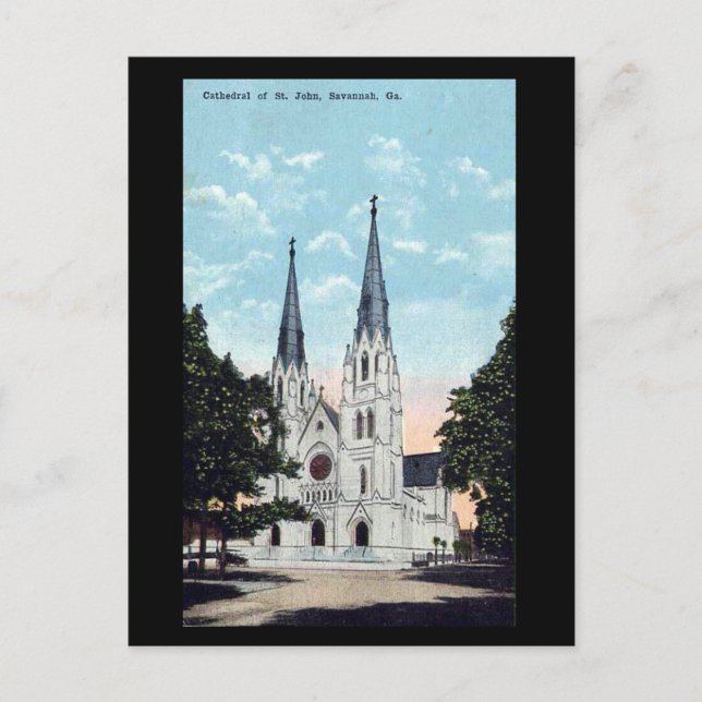 Old Postcard, Cathedral, Savannah, Georgia, USA Postkarte (Vorderseite)