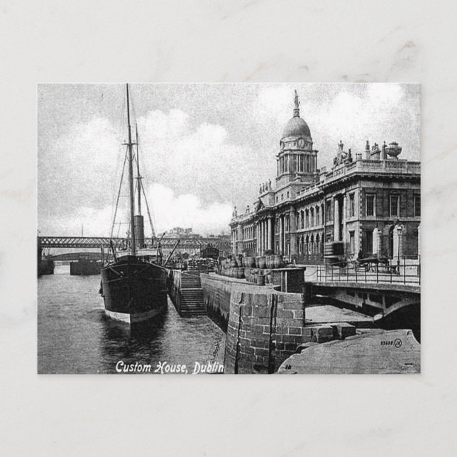 Old Postcard - Custom House, Dublin Postkarte (Vorderseite)