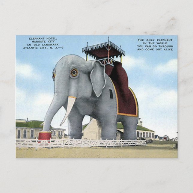 Old Postcard - Elephant Hotel, Atlantic City Postkarte (Vorderseite)