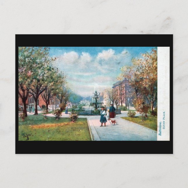 Old Postcard - Eutaw Place, Baltimore, Md. Postkarte (Vorderseite)