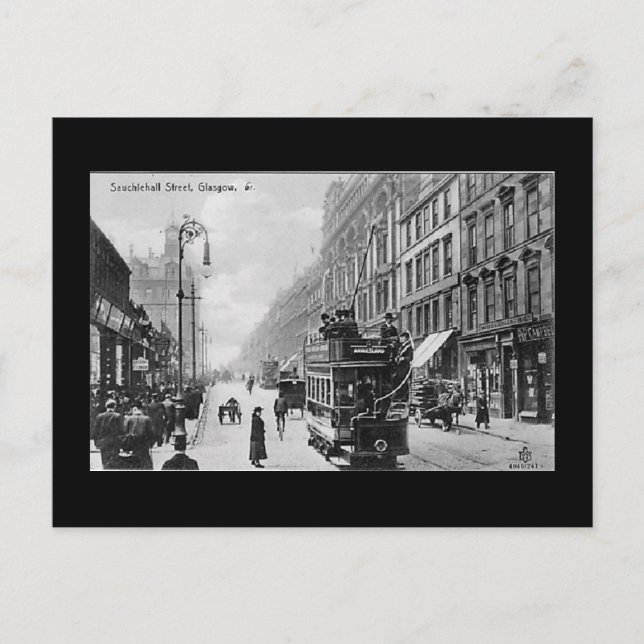Old Postcard, Glasgow, Sauchiehall Street Postkarte (Vorderseite)