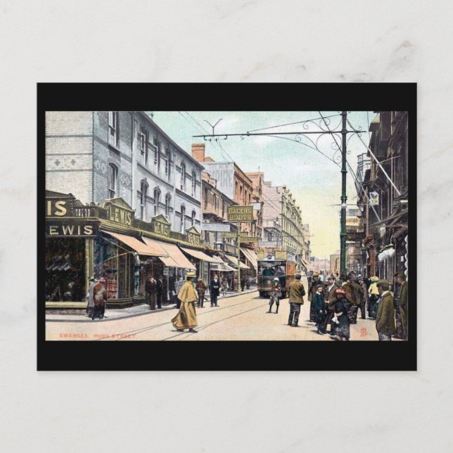 Old Postcard - High Street, Swansea Postkarte (Vorderseite)