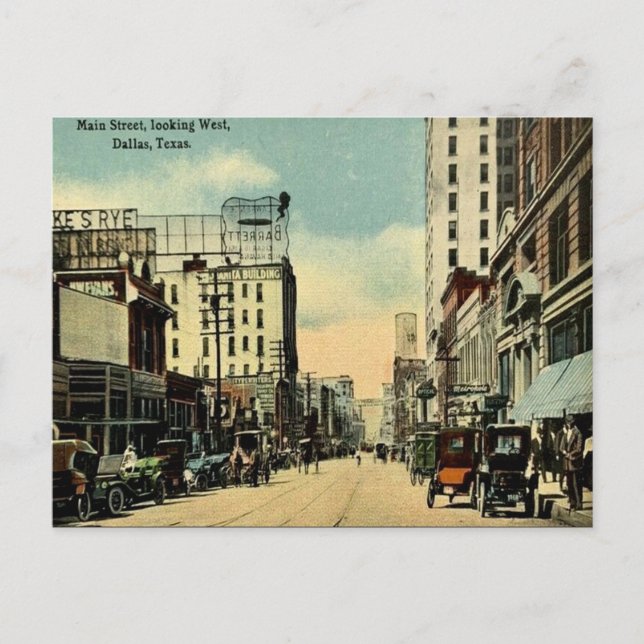 Old Postcard - Main Street, Dallas, Texas Postkarte (Vorderseite)