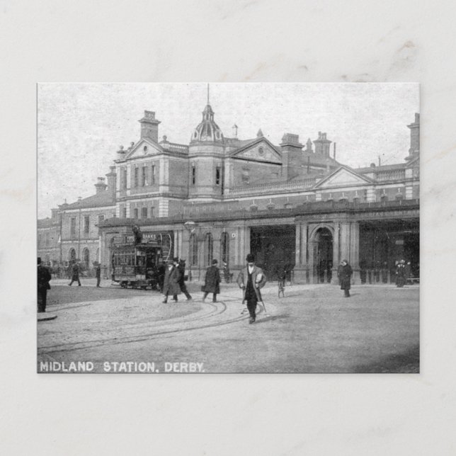 Old Postcard - Midland Station, Derby Postkarte (Vorderseite)