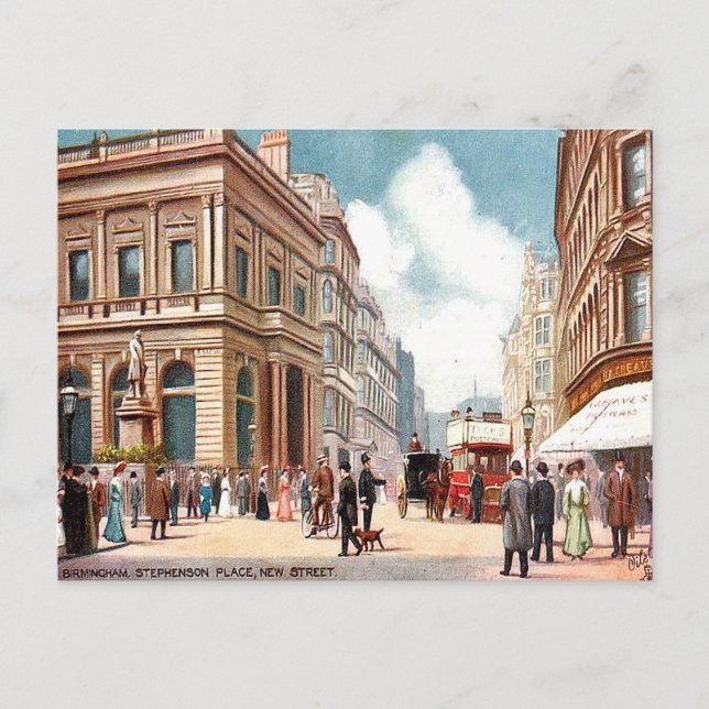 Old Postcard - New Street, Birmingham Postkarte (Vorderseite)