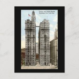 Old Postcard, NYC, Trinity und United Reality Postkarte
