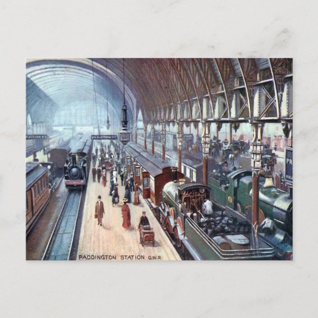 Old Postcard - Paddington Station, London Postkarte (Vorderseite)