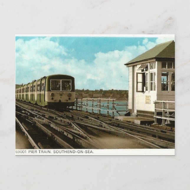 Old Postcard - Pier Train, South-on-Sea Postkarte (Vorderseite)