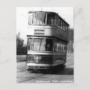 Old Postcard - Sheffield Corporation Tram Postkarte