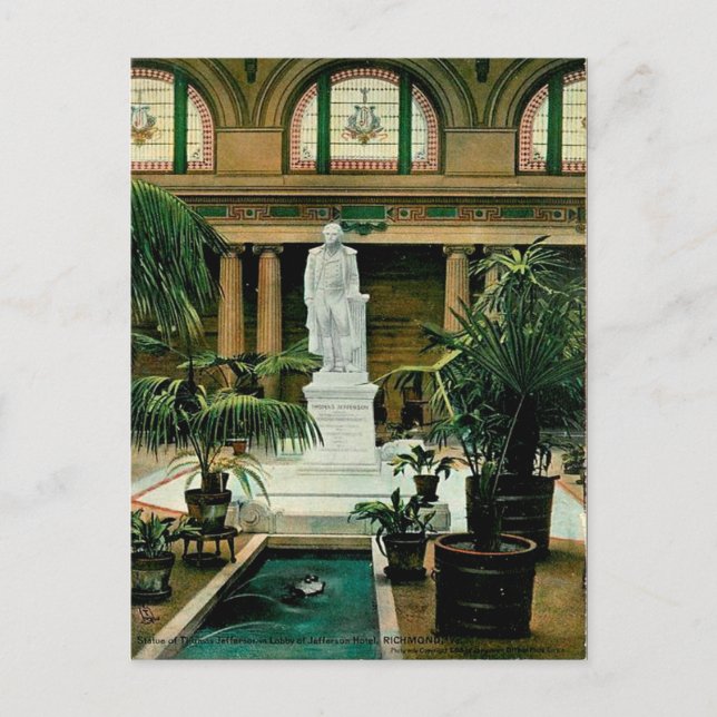 Old Postcard - Statue von Thomas Jefferson Postkarte (Vorderseite)