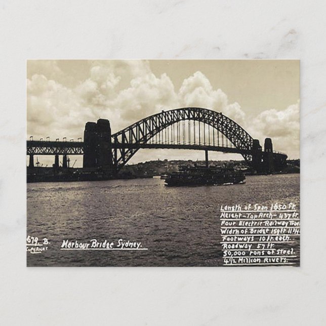 Old Postcard - Sydney Harbour Bridge Postkarte (Vorderseite)