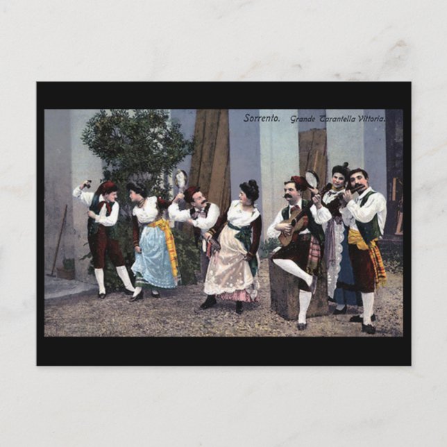 Old Postcard - Tarantella Dancers Postkarte (Vorderseite)