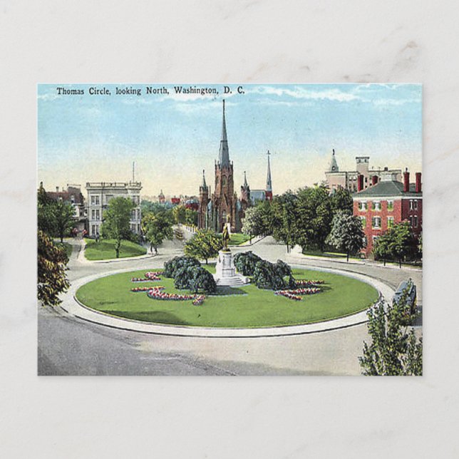 Old Postcard - Thomas Circle, Washington, DC Postkarte (Vorderseite)