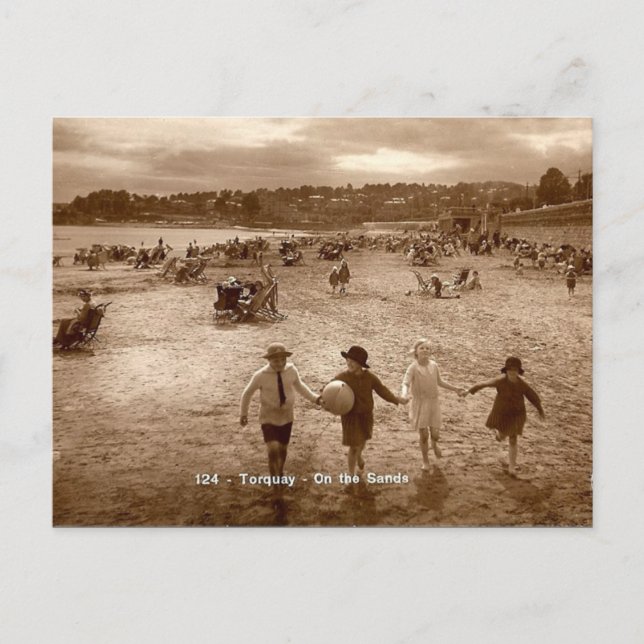 Old Postcard - Torquay Beach Postkarte (Vorderseite)
