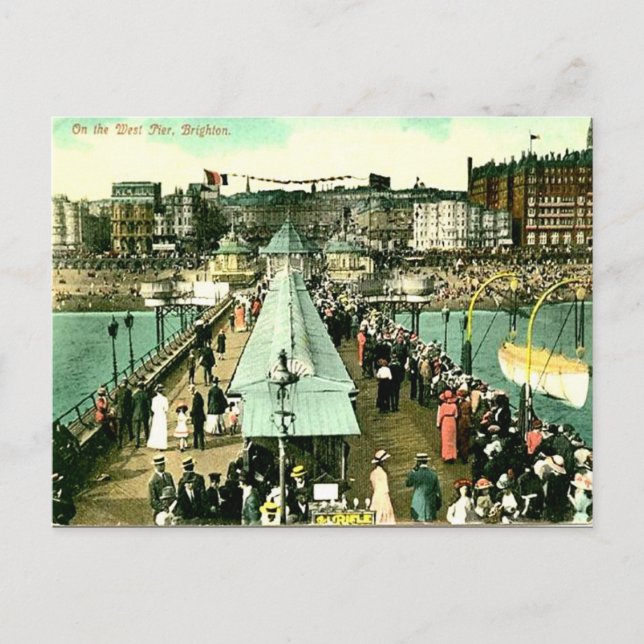 Old Postcard - West Pier, Brighton, Sussex Postkarte (Vorderseite)