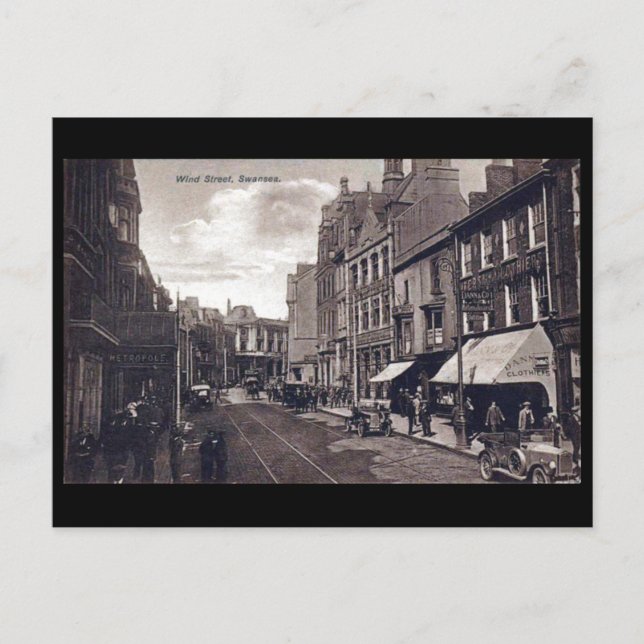 Old Postcard - Wind Street, Swansea Postkarte (Vorderseite)