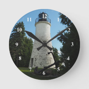 Old Presque Isle Lighthouse Clock Runde Wanduhr
