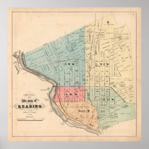 Old Reading PA Map (1877) Poster