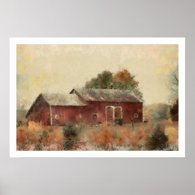 Old Red Barn Painting Poster (Vorne)