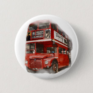 Old Red London Bus Button