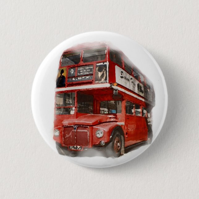 Old Red London Bus Button (Vorderseite)