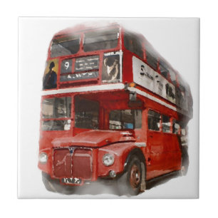 Old Red London Bus Fliese
