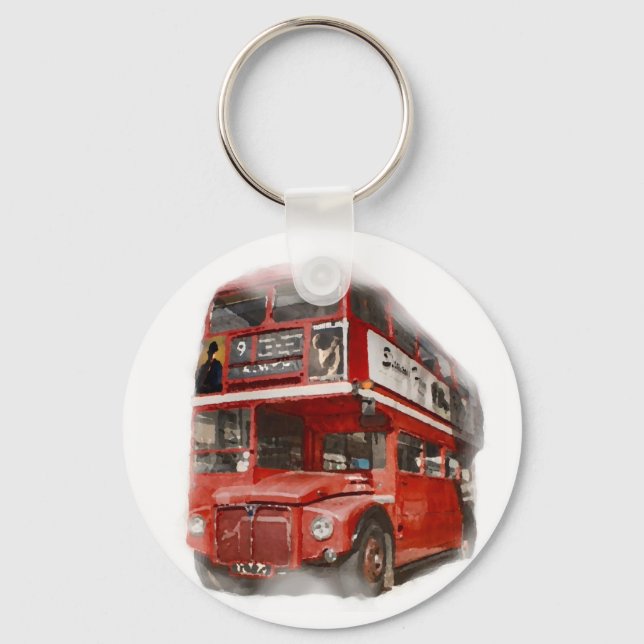 Old Red London Bus Schlüsselanhänger (Vorderseite)
