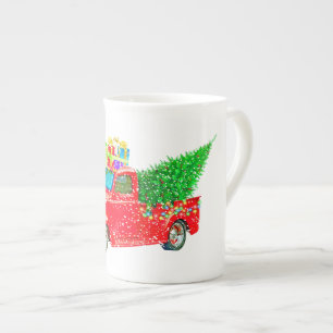 Old Red Truck and Christmas Tree Tasse