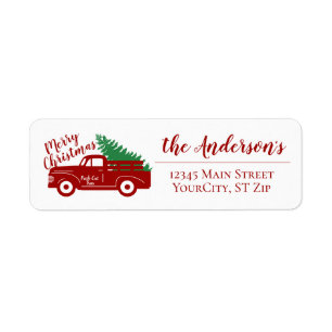 Old Red Truck Frohe Weihnachtsrückgabe Adresse Eti