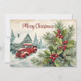 Old Red Truck Weihnachts-Flug Weihnachtskarte Feiertagskarte