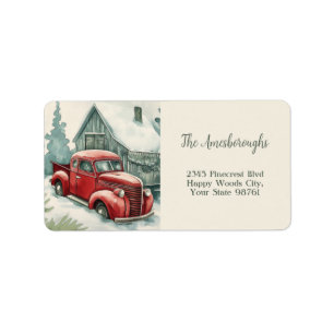 Old Red Truck Weihnachts-Rücksendeadresse Adressaufkleber