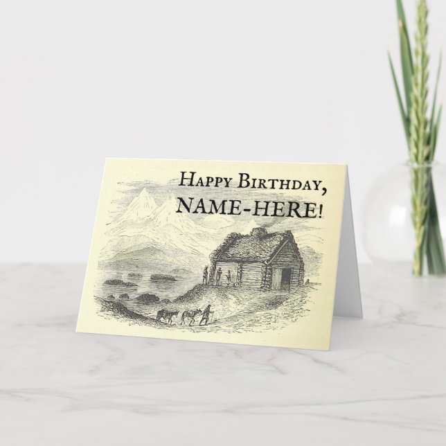 Old Rustic Cabin, Mountain Landscape Birthday Card Karte (Vorderseite)