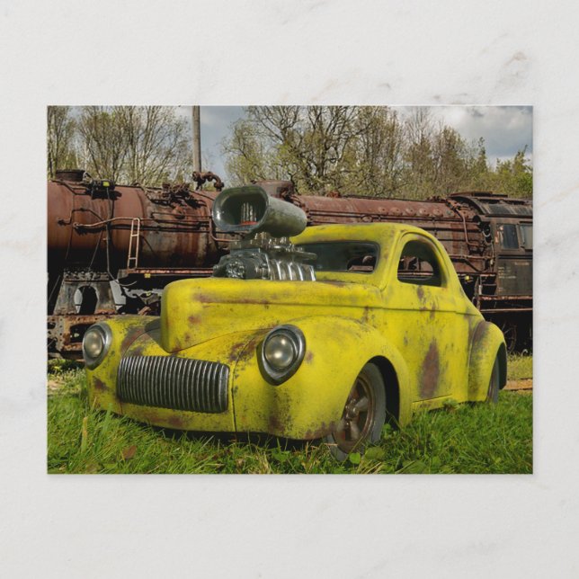  Old Rusty Hotrod 1941 Coupe Rat Rod   Postkarte (Vorderseite)
