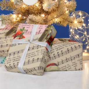 Old Saint Nick Sheet Music Wrapping Paper Geschenkpapier
