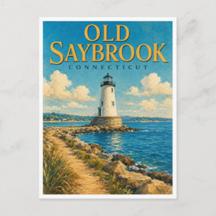 Old Saybrook Connecticut Leuchtturm GeoSaga Postkarte
