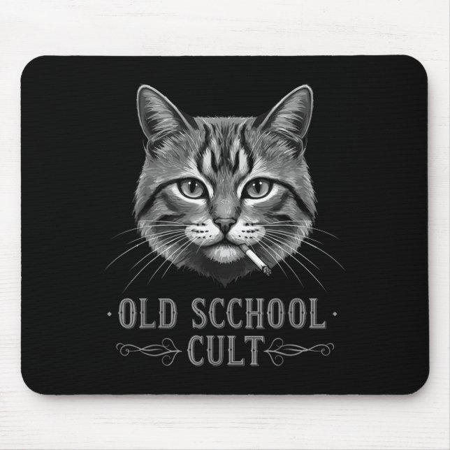 Old Scchool Cult Funny Cat For Cool People And - F Mousepad (Vorne)