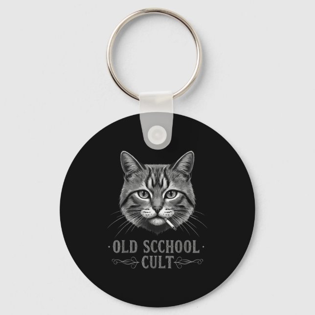 Old Scchool Cult Funny Cat For Cool People And - F Schlüsselanhänger (Vorderseite)