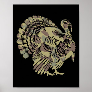 Old School Camouflage Türkei Jagd Thankgiving Gesc Poster
