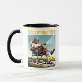 Old School Mann bewässert Rasen Tee Tasse
