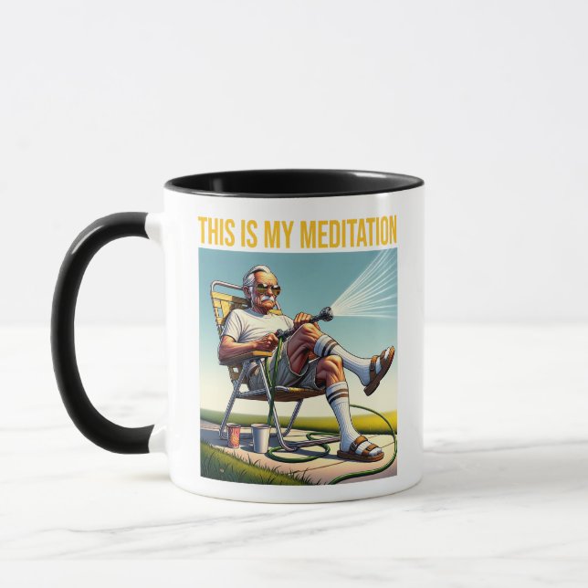 Old School Mann bewässert Rasen Tee Tasse (Links)